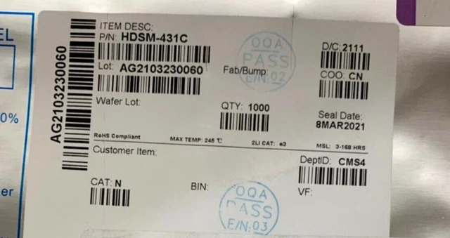 100Pc lot HDSM-431C Broadcom DISPLAY 7SEG 0.39 SGL RED 10SMD HDSM 431-C