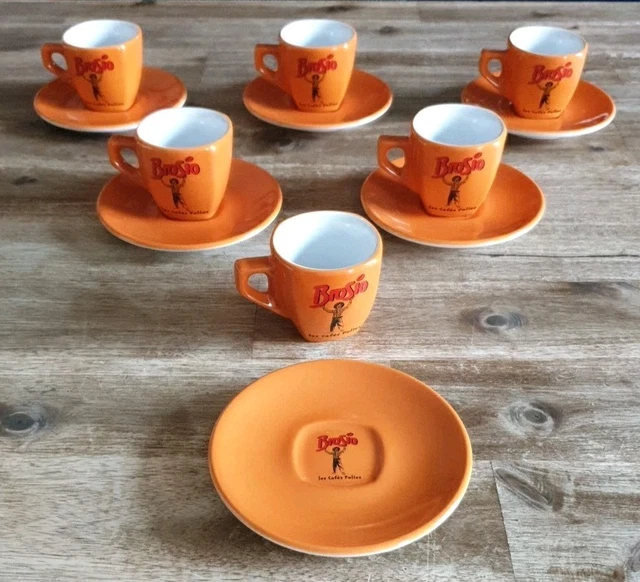 LOT DE 6 Tasse à Café/expresso Orange BROSIO Les Cafés Folies
