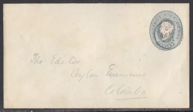 Ceylon - Dec 6, 1892 5c Local Delivery Stationary Cover