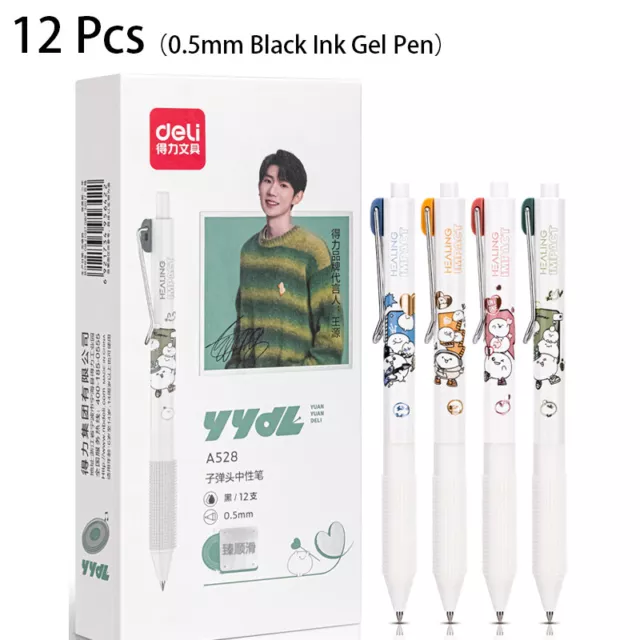 12 Pcs Black Ink 0.5mm Gel Pen Kawaii Pen Cute Pen High-quality Pen