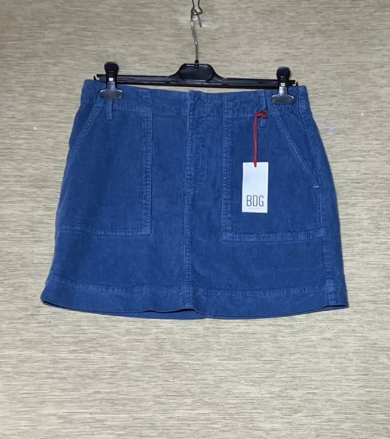 BDG Urban Outfitter Skirt Size L Blue Cord Pencil Straight Pockets New
