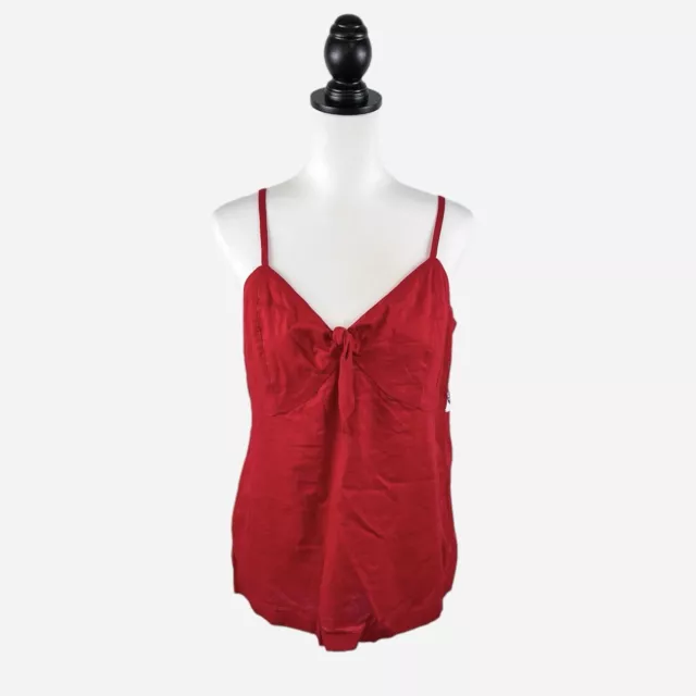 Old Navy Red Tie Front Tank Smocked Back Cami Stretch Women’s Large NEW