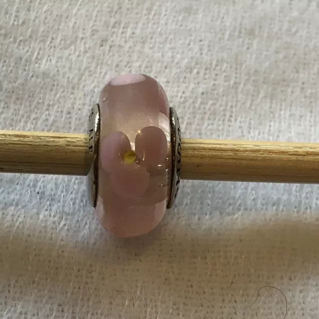 Pandora Pink Flower Glass Murano Bead 925 ALE