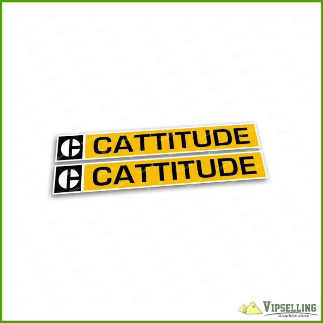 Super Upgrade CAT Caterpillar Cattitude Laminated Decals Set Vinyl Set 12"