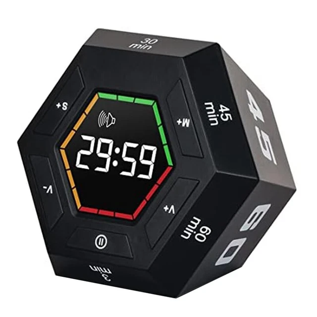 Cubo Timer Pomodoro Wabcon | 5/10/30/60 Min, Personalizzabile, LED, Silenzioso/vibrazione, Portatile