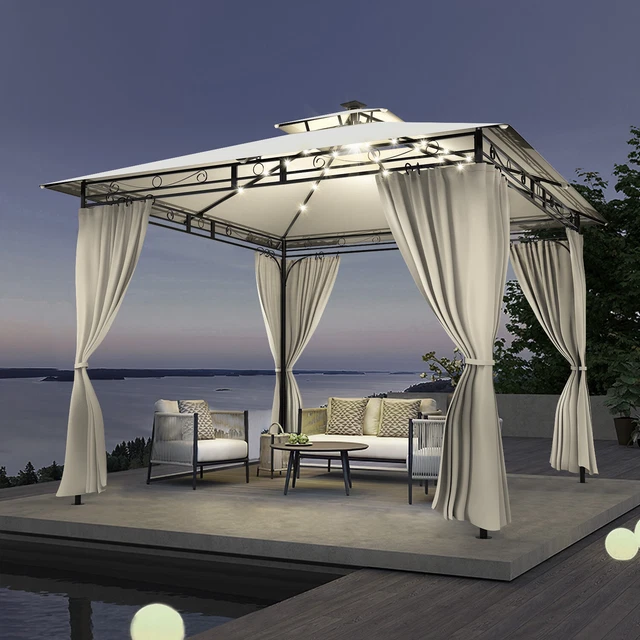 3M Pavillon wasserdicht Pop-Up Gartenpavillon Sonnenschutz ,mit LED Beleuchtung