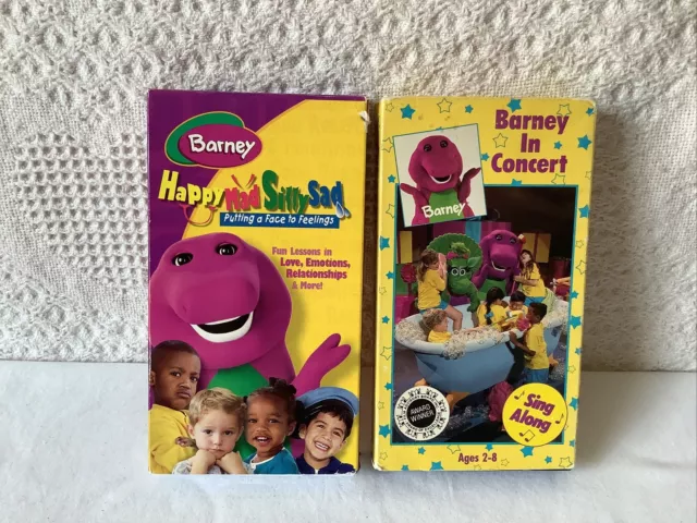 2-BARNEY VHS TAPES “Barney in Concert, 1991” & “Happy, Mad, Silly, Sad ...