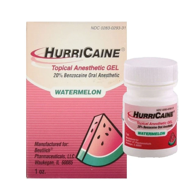 HurriCaine Topical Anesthetic Gel Watermelon 1oz By BEUTLICH FRESH !!!