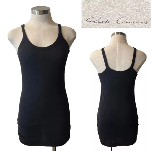 RICK OWENS LILLIES Black Wool/Angora Mix Long Jersey Tank Top 44IT/12Aust-UK/8US