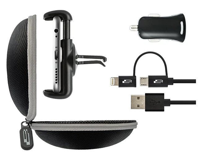 Bracketron Roadtripper Travel Micro-USB / Lightning Car Charger Auto Vent Mount