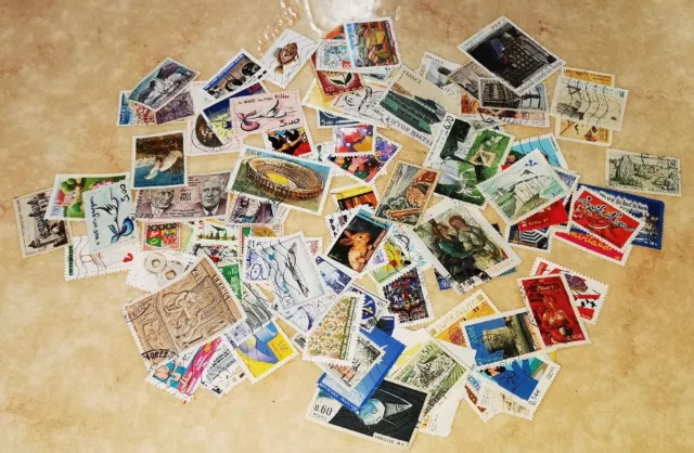 lot de 100 timbres français oblitérés