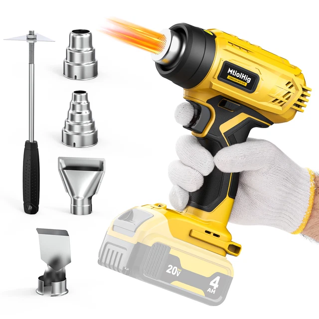 CORDLESS HEAT GUN for Dewalt 20V Battery 350W 990°F w/ 4pc Nozzles Tool