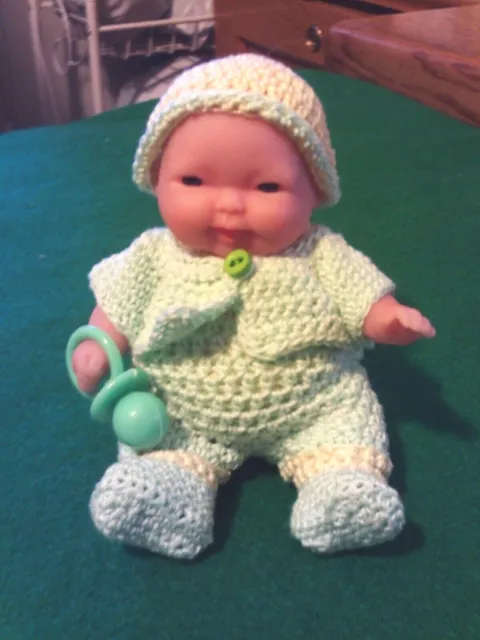 Sweet Precious Miniature 5" BABY DOLL with Green and Yellow Outfit