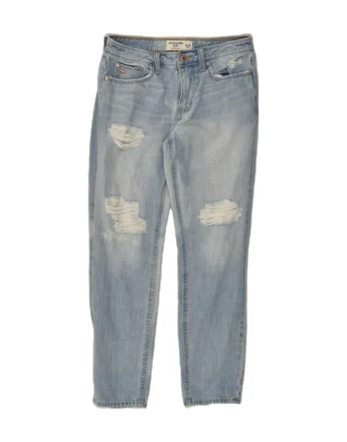 Jeans sottili ABERCROMBIE & FITCH per ragazze effetto invecchiato 15-16 anni W25 L14 blu AM07