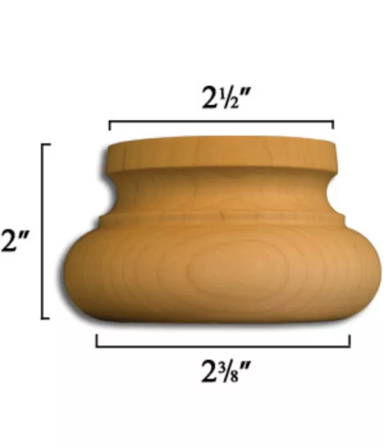 Lot of (12) Unfinished Pine Bun Feet Foot (Squat Round) by Osborne Wood Products