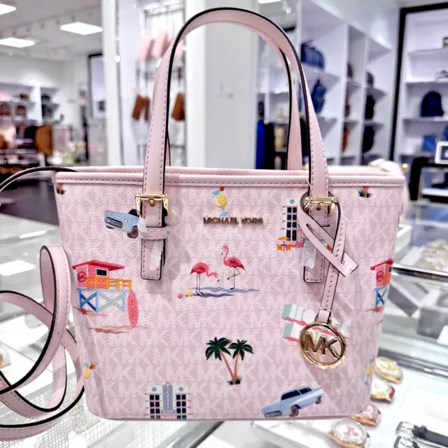 Michael Kors Jet Set Travel Carryall Tote Crossbody Convertible Bag Powder Blush