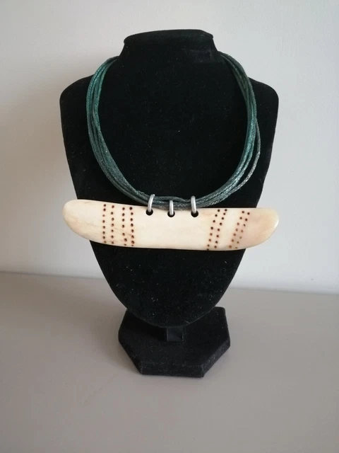 Collier Ethnique à Grosses Perles De Bois & Franges Raphia - Style Mali/Peul