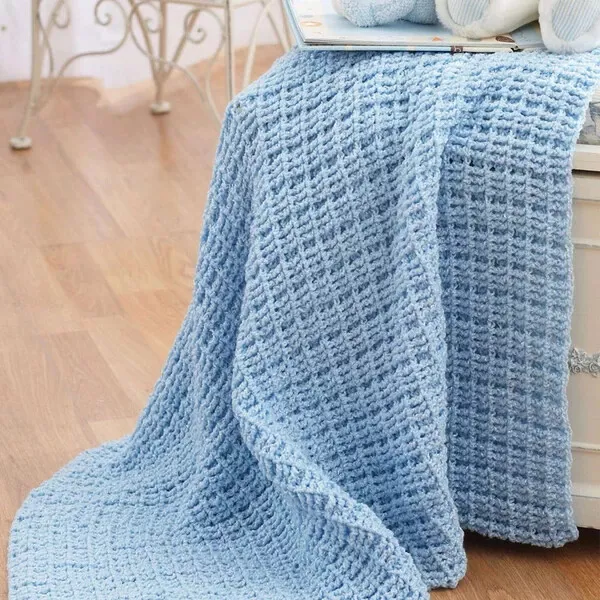 (3) Crochet Pattern - DK Waffle Effect  Baby Blanket Sizes 36"- 45"