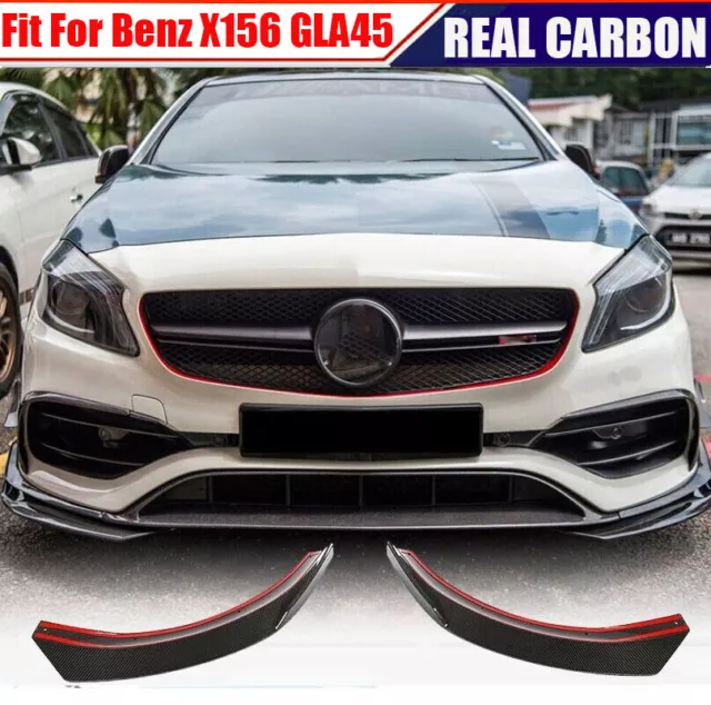 2PCS REAL CARBON Front Bumper Splitters For Mercedes Benz X156 GLA45 AMG 2017-19