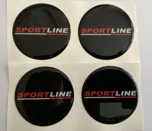 SPORTLINE ALLOY WHEEL Centre Cap Domed Stickers X4 Black Red T5 T6 All
