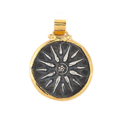 Macedonian Vergina Sun - 14K Solid Gold and Sterling Silver Pendant - Ancient