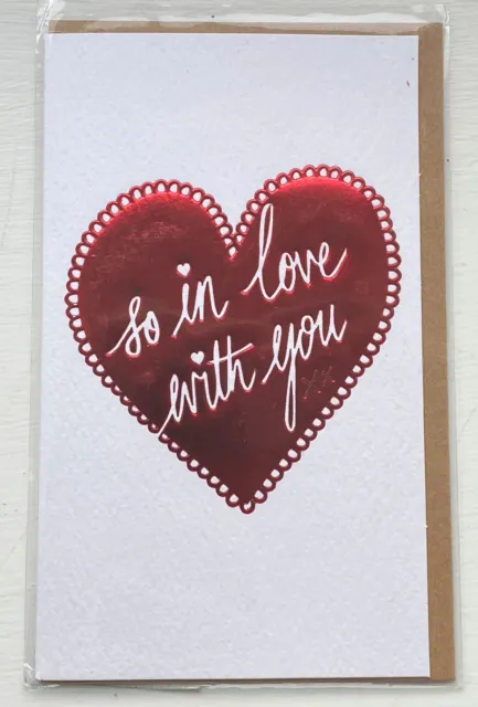 So In Love Heart - Happy Valentinstag Grüße Mini-Karte, neu & Umschlag