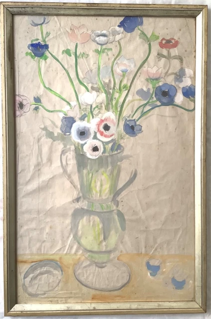 Early 20th Century Style Raoul DUFY BOUQUET ANEMONES LARGE ORIGINAL WATERCOLOR