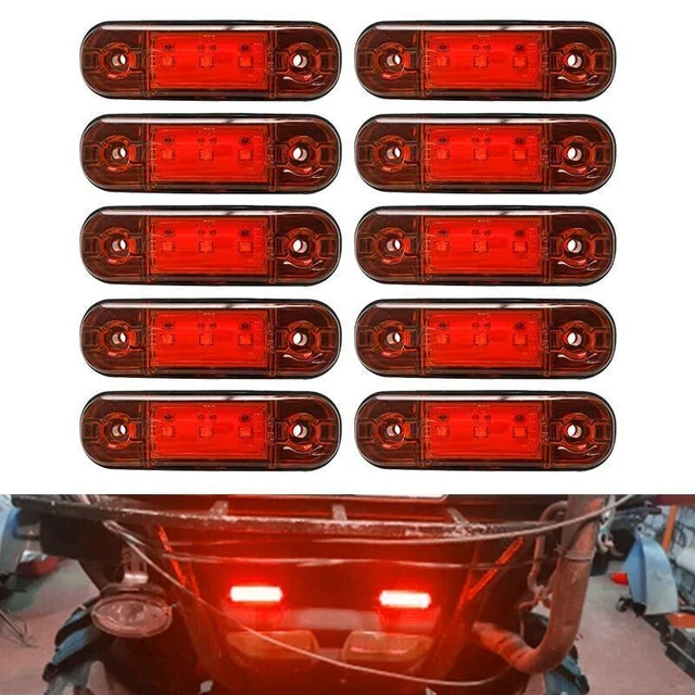 10-50X Red Marker Lights 3LED Oval Clearance Side Light For Truck Trailer 12-24V