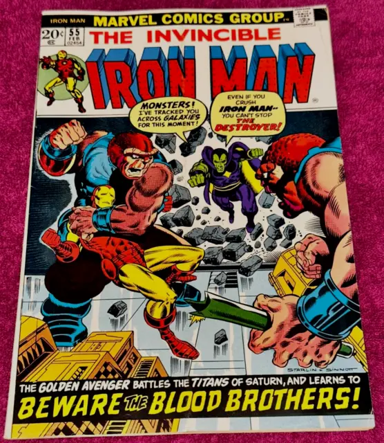 Invincible Iron Man # 55 1St Appearance Of Thanos & Drax! 7.5 Very Fine Minus