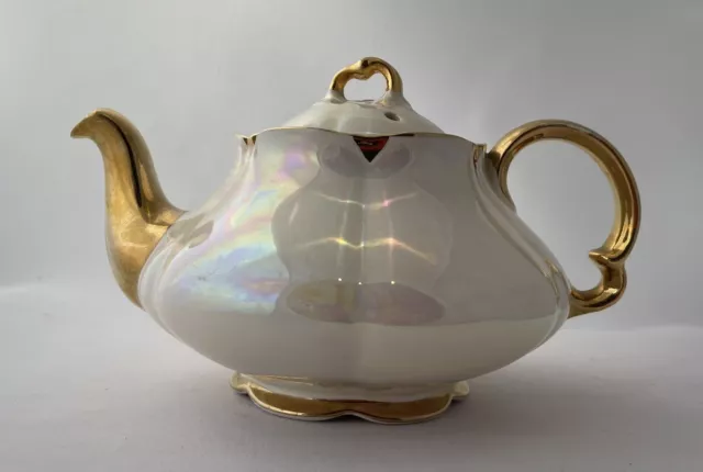 Vintage Ellgreave Teapot Lustre Finish Guilding Ironstone Ex Cond England