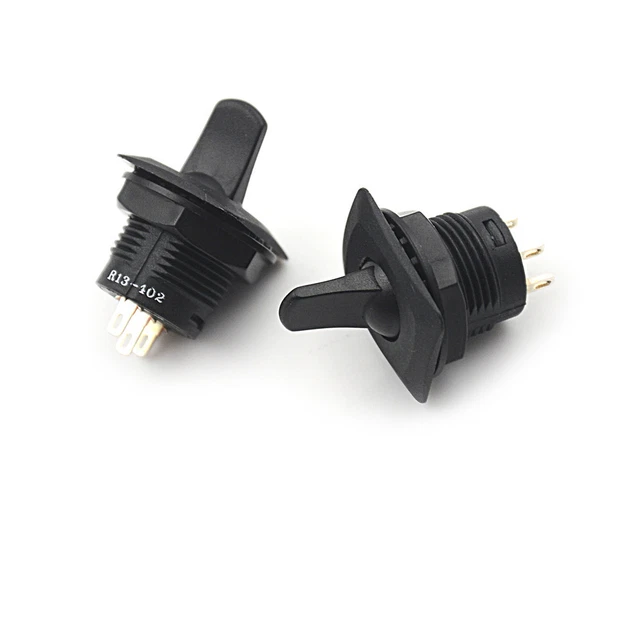 2PCS R13-402 BLACK 3Pin 2Position Maintained SPDT Round Toggle Switch ...