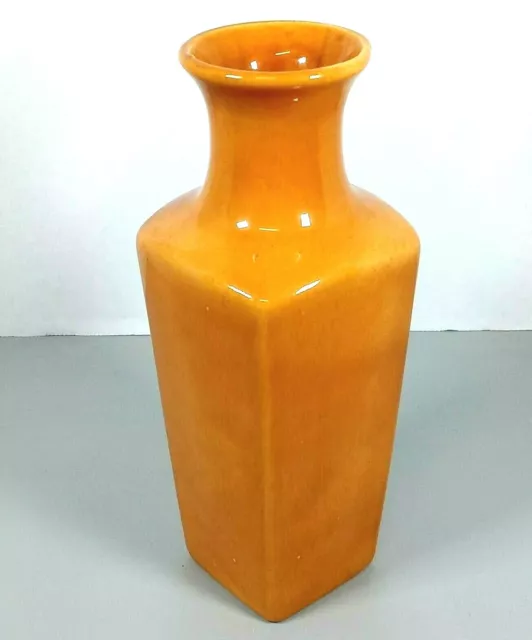 Vintage Haeger USA Mustard Yellow Orange Speckled Vase 10" MCM Earth Tone4173