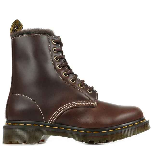 Chaussures Boots Dr Martens femme 1460 Serena Marron Cuir Lacets