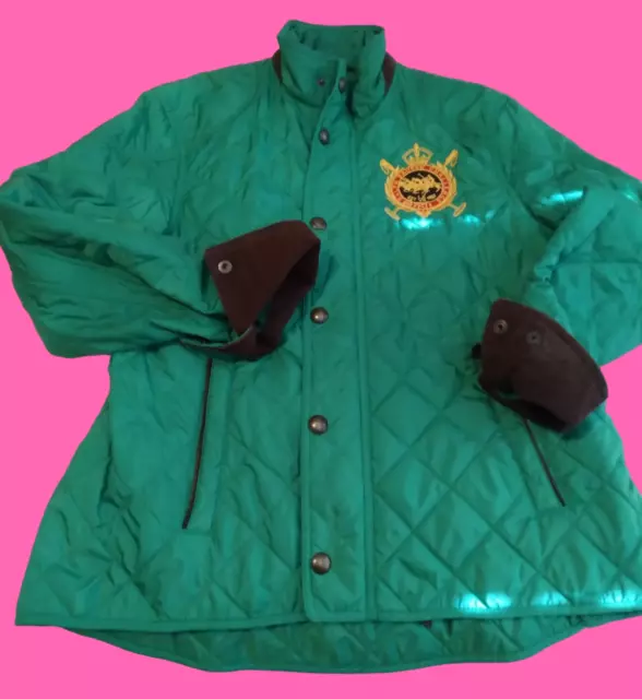 Ralph Lauren Kelly Green Quilted Horse Barn Jacket Spring Coat Preppy Equestrian