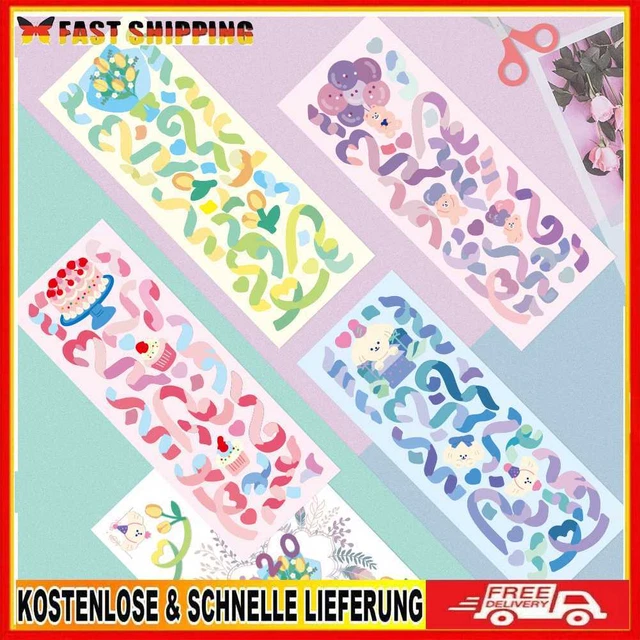 Cute Ribbon Stickers Creative Scrapbooking Stick Label Adhesive for Hand Account