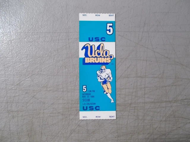 Noveber 22, 1980 Ucla Bruins Vs Usc Trojans Football Ticket  At L.a. Coliseum