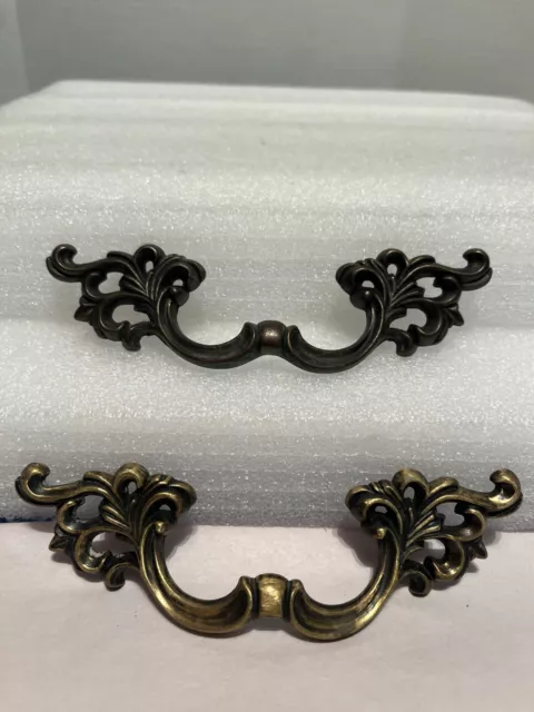 Pair of Vintage French Provincial Drawer Pull 6" Brass Curved Handle