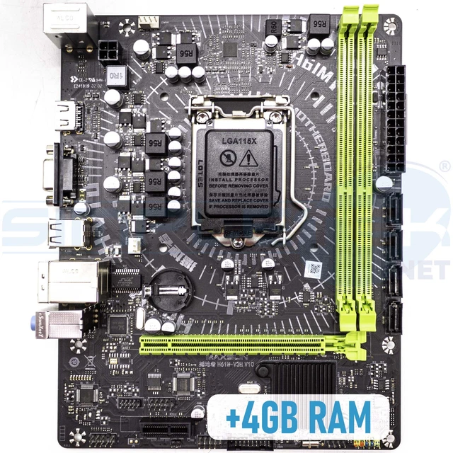 MOTHERBOARD H61M MICRO-ATX Matx 4GB RAM LGA 1155 Second Third Gen I3 I5 ...