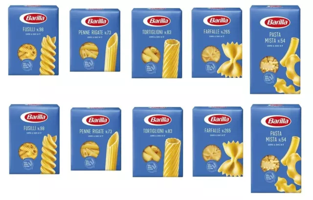 BOXTEST Pasta Barilla 10 x 500g(Fusilli-Tortiglioni-Penne Rig.-P.Mista-Farfalle)