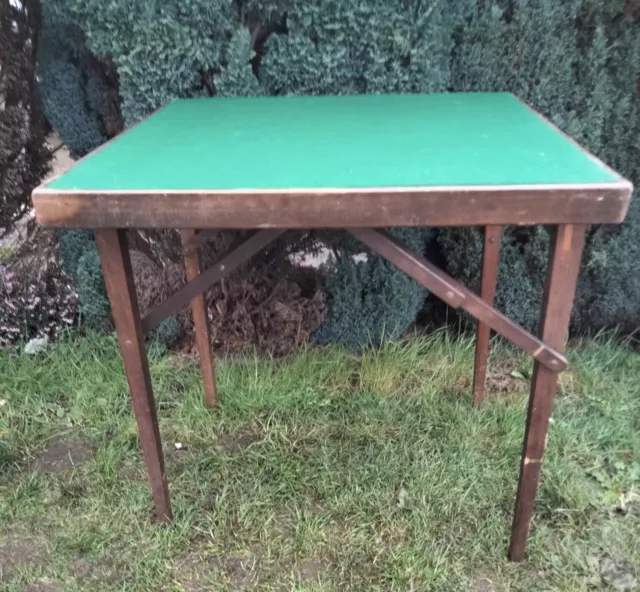 Vintage folding card games table with green baize top