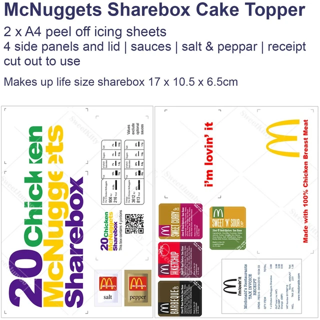 MCDONALDS CHICKEN MCNUGGETS Box Container Cake Topper Decoration Edible Icing £12.98 - PicClick UK