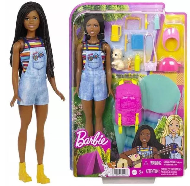 BARBIE Camping Barbie Brooklyn Doll + accessories HDF74 Mattel