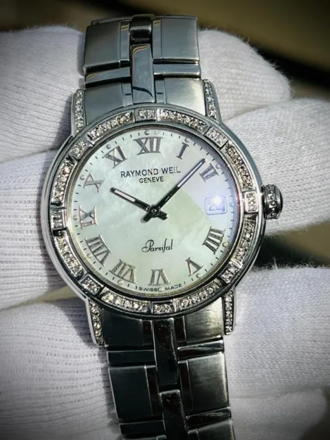 Raymond Weil Parsifal Mother Of Pearl Dial & Diamond Bezel 9541 38mm Mens Watch