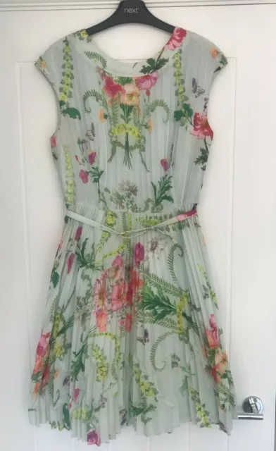 Ted Baker 8 (1) Bellissima Carta Da Parati Perlaa In Perfette Condizioni Abito Floreale Verde Immacolato