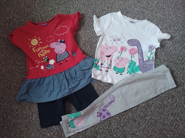 Girls Peppa Pig Outfits Bundle Tops And Leggings George,F&F 5-6 Years