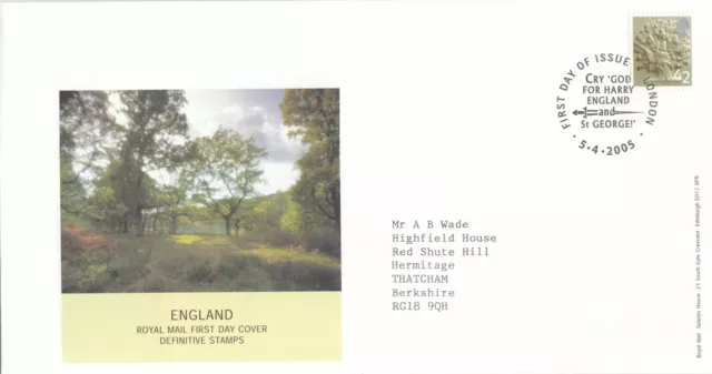 (104532) England 42p Definitive GB FDC London 2005