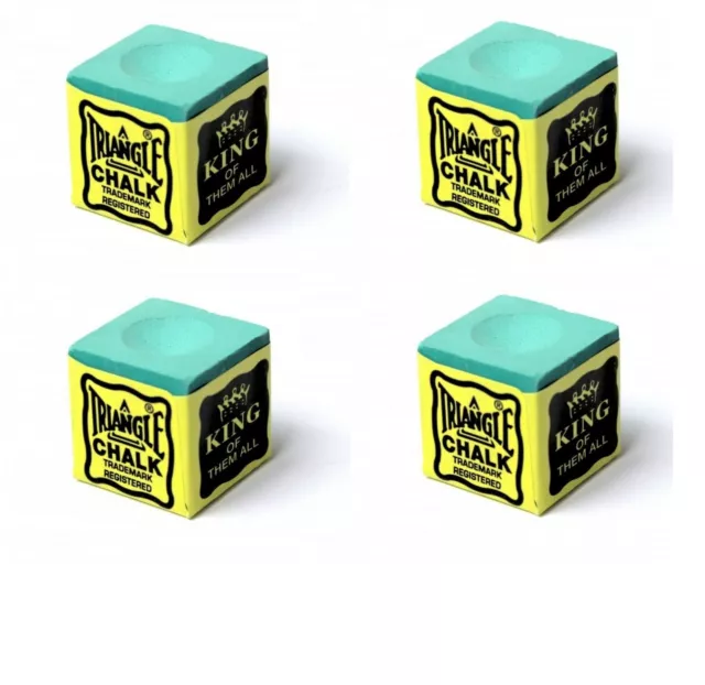 4 Blocks of GREEN Genuine TRIANGLE Snooker or Pool Chalks - By Tweeten USA