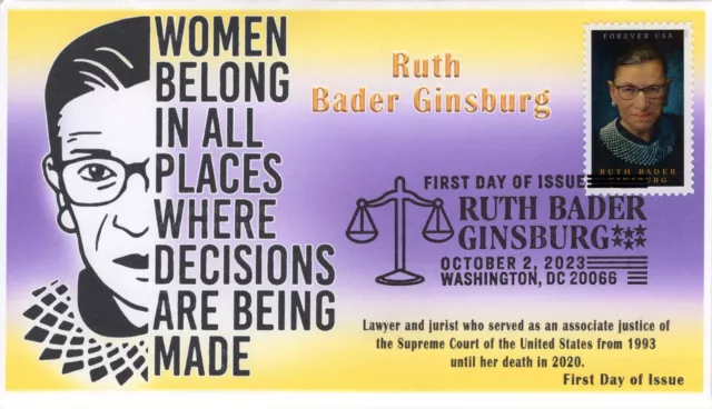 23-239, 2023, Ruth Bader Ginsburg, First Day Cover, Pictorial Postmark, Washingt