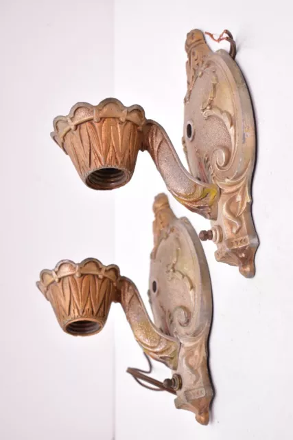 SET of 2 ATQ ART DECO LIGHT WALL SCONCE FIXTURES NEO CLASSICAL PAIR Nouveau=