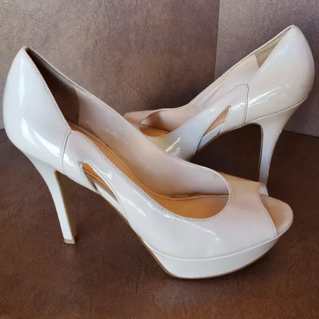 Marc Fisher Women's Shoe Size 9M Stunning White Open Toe Slip-On High Heel